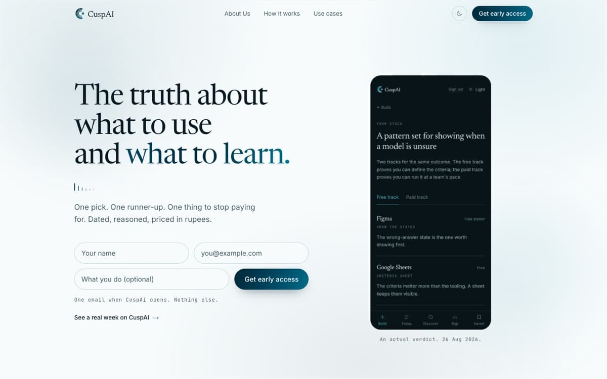 cuspai.io, the live product